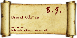 Brand Géza névjegykártya